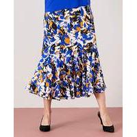 Printed Jersey Skirt with Godets L27in