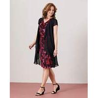 Print Jersey Dress with Chiffon
