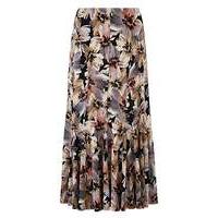 Printed Jersey Skirt with Godets L32in