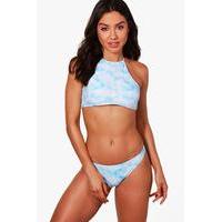 Print Cropped Bikini - blue