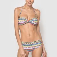 Printed Knotted Bandeau Bikini Top