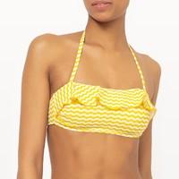 printed bikini top with frills