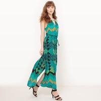 Printed Maxi Dress with Shoestring Straps