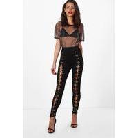 Premium Lace Up Front Leggings - black