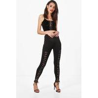 Premium Lace Up Front Leggings - black