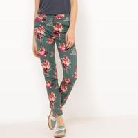 Printed Cotton Satin Ankle Grazer Trousers