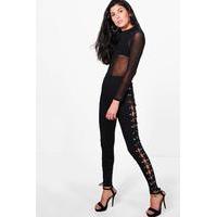 Premium Lace Up Side Leggings - black