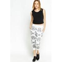 printed cropped harem pants