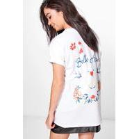 printed allover back print t shirt white