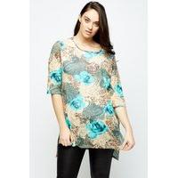 Printed Sheer Tunic Top