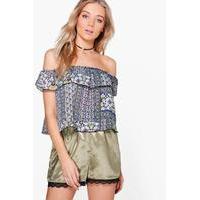 Printed Bardot Top - multi