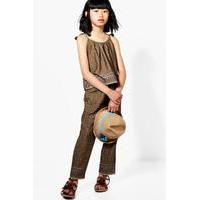 Printed Cami & Trouser Coord Set - khaki