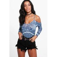 Printed Stripy Swing Top - blue