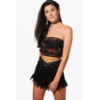 Printed Mesh Ruffle Bandeau - multi