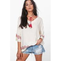 Printed Tassel Tunic - cream