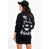 Printed Back Oversized Sweat - black