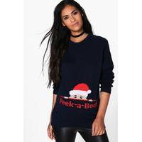 priya peek a boo bump christmas jumper navy