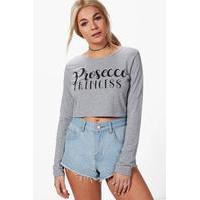 Prosecco Princess Oversized Crop - grey marl