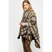 Printed Fleece Wrap Poncho