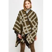 Printed Fleece Wrap Poncho