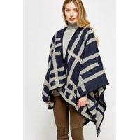 Printed Fleece Wrap Poncho