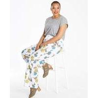 Print Slouch Linen Mix Trousers Reg