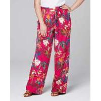 Print Tie Waist Wide Jersey Trouser Reg