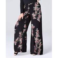 Print Super Wide Flared Leg Trousers Reg