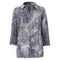 Printed Burnout Blouse with 3/4 Sleeves