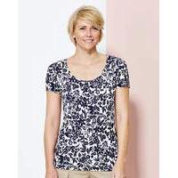 print jersey round neck top