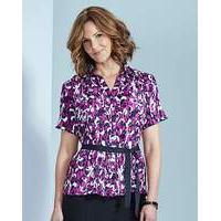 print crinkle blouse with belt