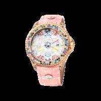 PRECISION 44mm, PINK LEATHER, MIXED CRYSTAL DIAL & BEZEL WITH A...