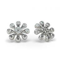 prong setting round diamond cluster earrings