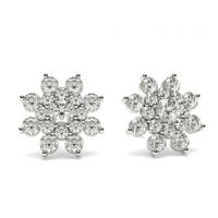 Prong Setting Round Diamond Cluster Earrings