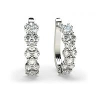 prong setting round diamond hoop earring