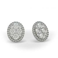 Pressure Setting Round Diamond Cluster Earrings