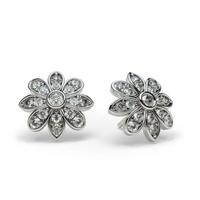 Prong Setting Round Diamond Cluster Earrings