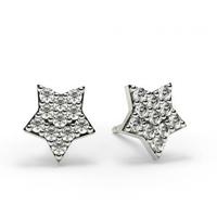 Prong Setting Round Diamond Cluster Earrings