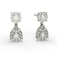 prong setting round diamond drop earrings