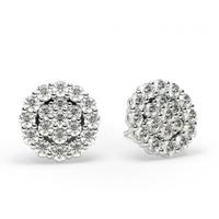Prong Setting Round Diamond Cluster Earrings