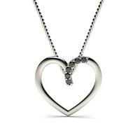 prong setting black diamond heart pendant