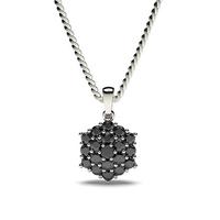 prong setting black diamond cluster pendant