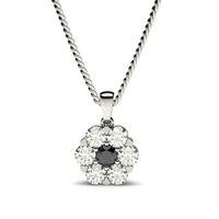 prong setting black diamond cluster pendant