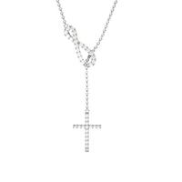 Prong Setting Round Diamond Cross Pendant