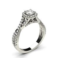 Prong Setting Side Stone Halo Engagement Ring