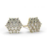 Prong Setting Round Diamond Cluster Earrings