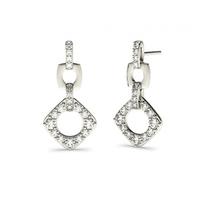 Prong Setting Round Diamond Drop Earrings