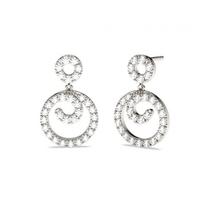 Prong Setting Round Diamond Drop Earrings