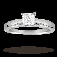 Princess Cut 0.50 Carat Solitaire Diamond Ring In Platinum - Ring Size M