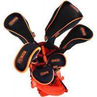 Pro Tekt Wood Headcover Set-Black/Orange